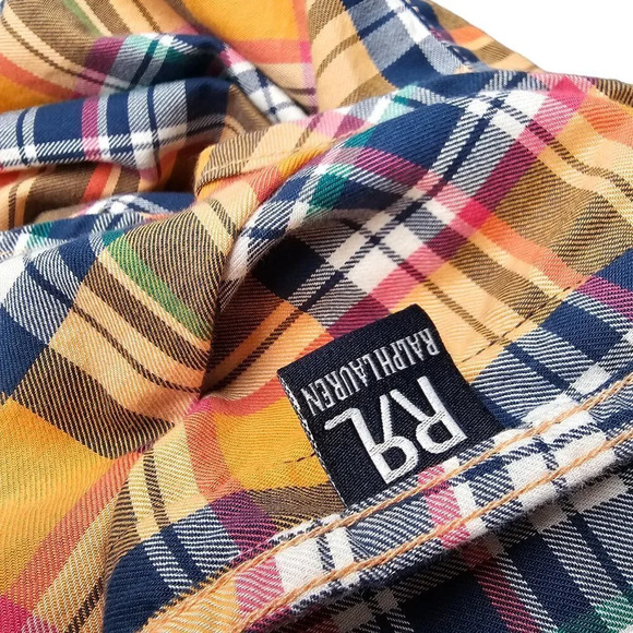 RRL Ralph Lauren  Womens Double RL Plaid Button Down Shirt Size Medium - Picture 5 of 9